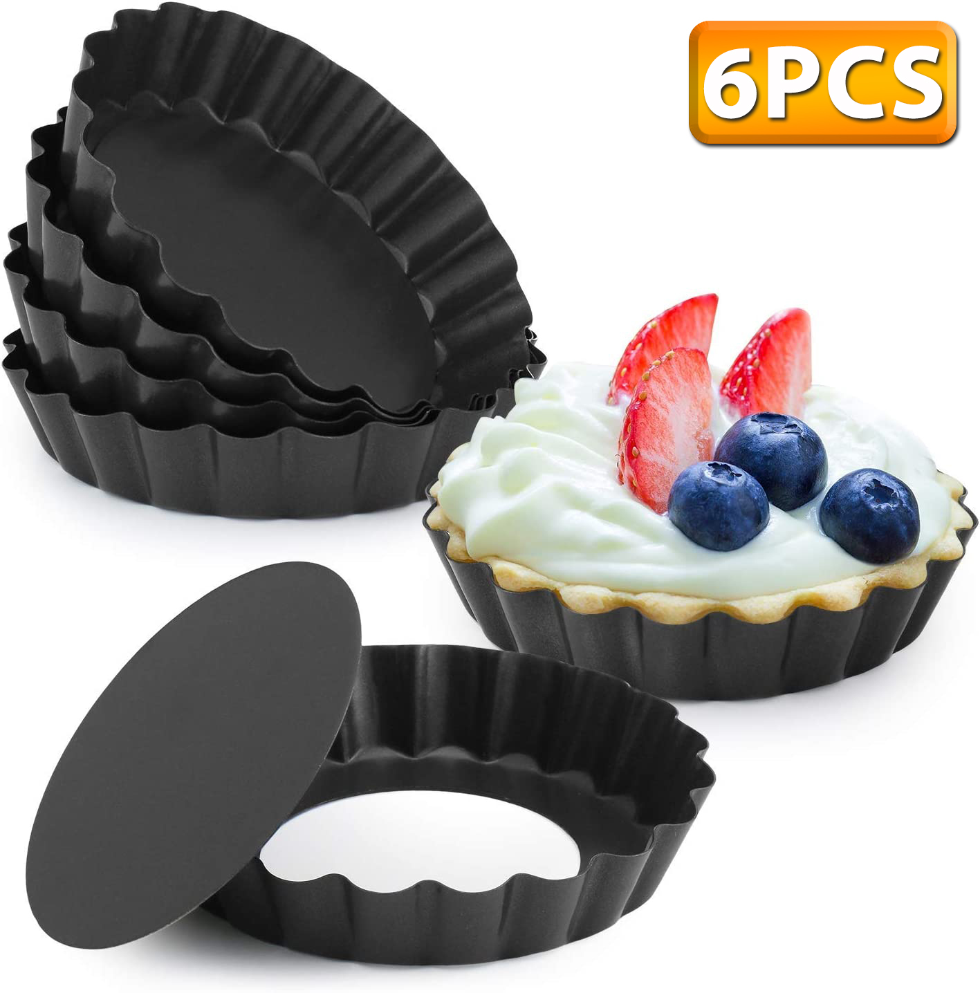 6 Pcs Mini Tart Pans 4 Inch wi - огляд і ціна Muffin Tin Nonstick