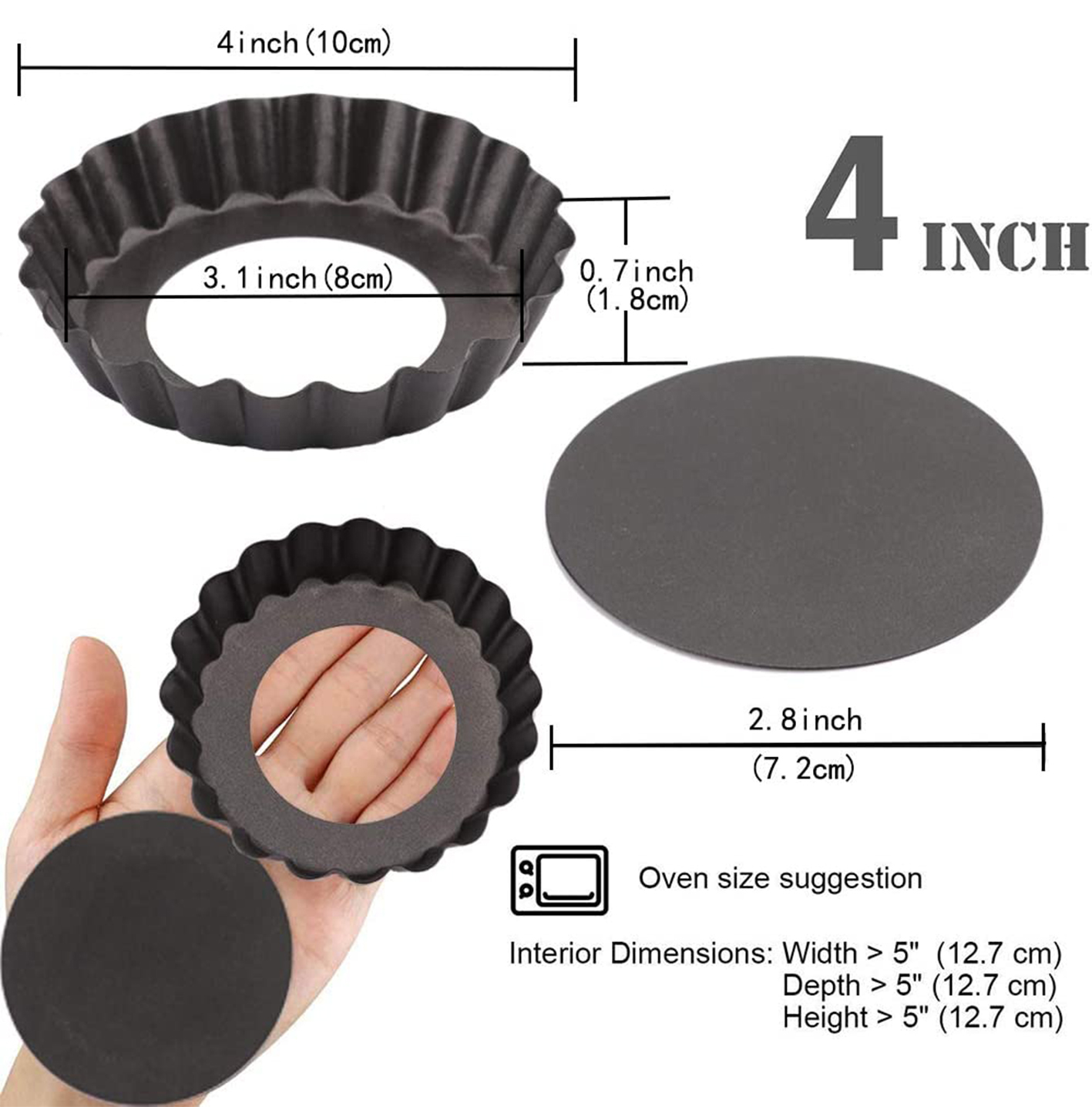 6 Pcs Mini Tart Pans 4 Inch wi - огляд і ціна Muffin Tin Nonstick