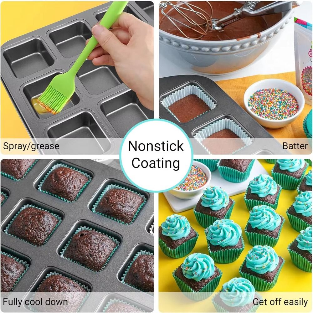 12 Cavity Square Muffin Tin Co - огляд і ціна Muffin Tin Nonstick