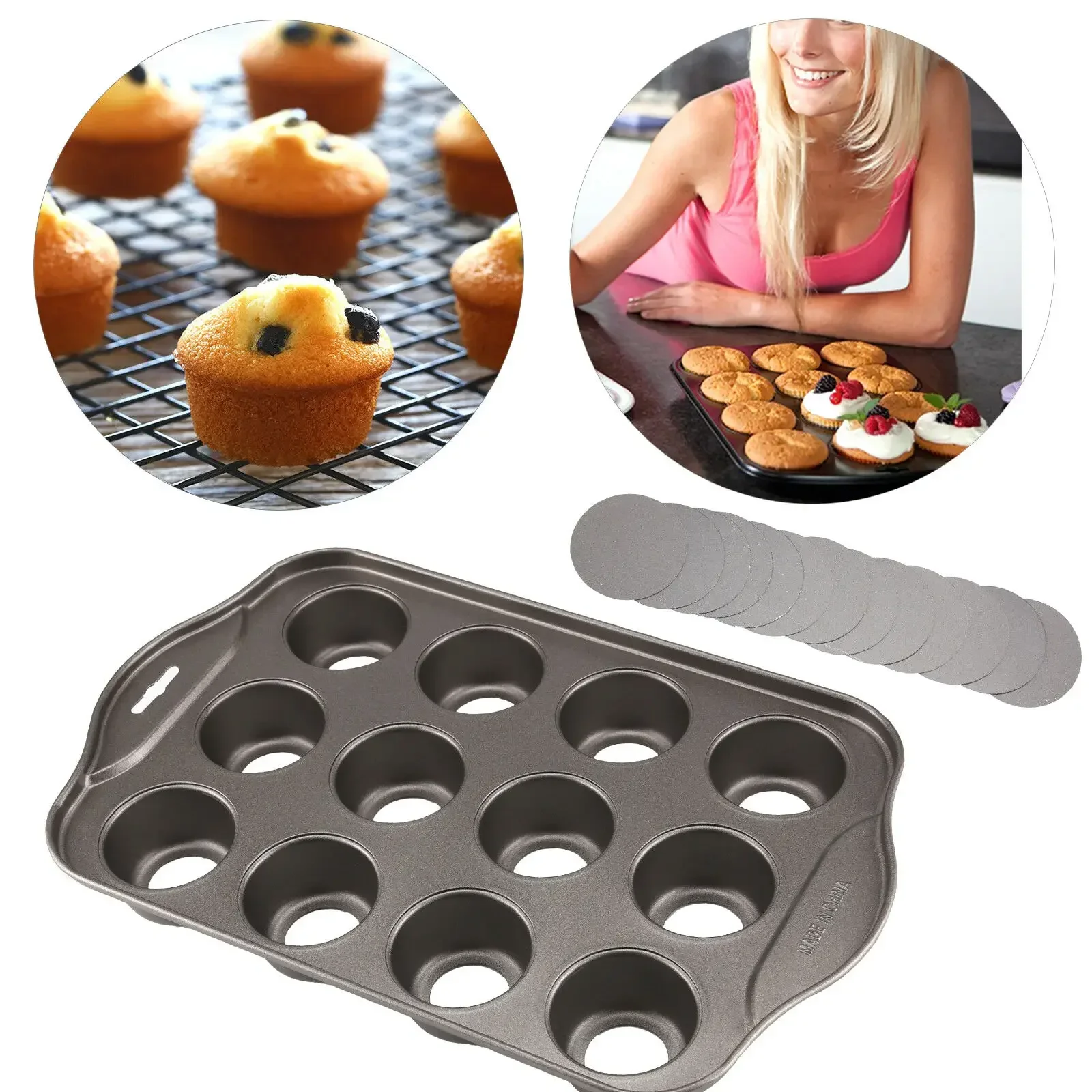 12 Mini Baking Cheese Cake Cup - огляд і ціна Muffin Tin Nonstick