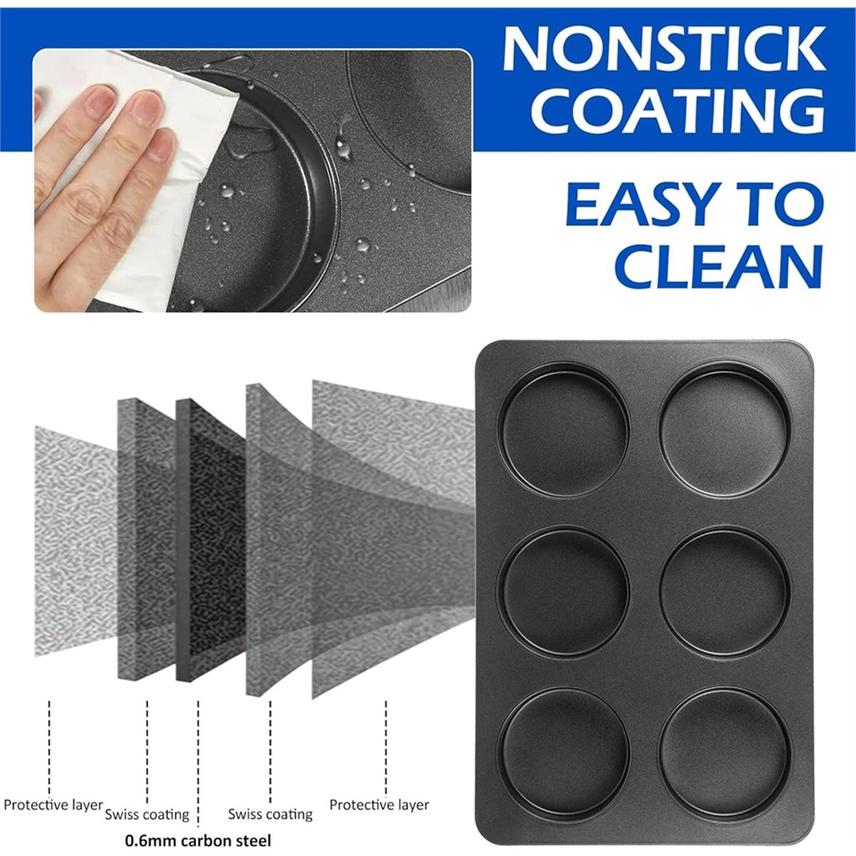 A67T NEW 6 Cup Straight Side J - огляд і ціна Muffin Tin Nonstick