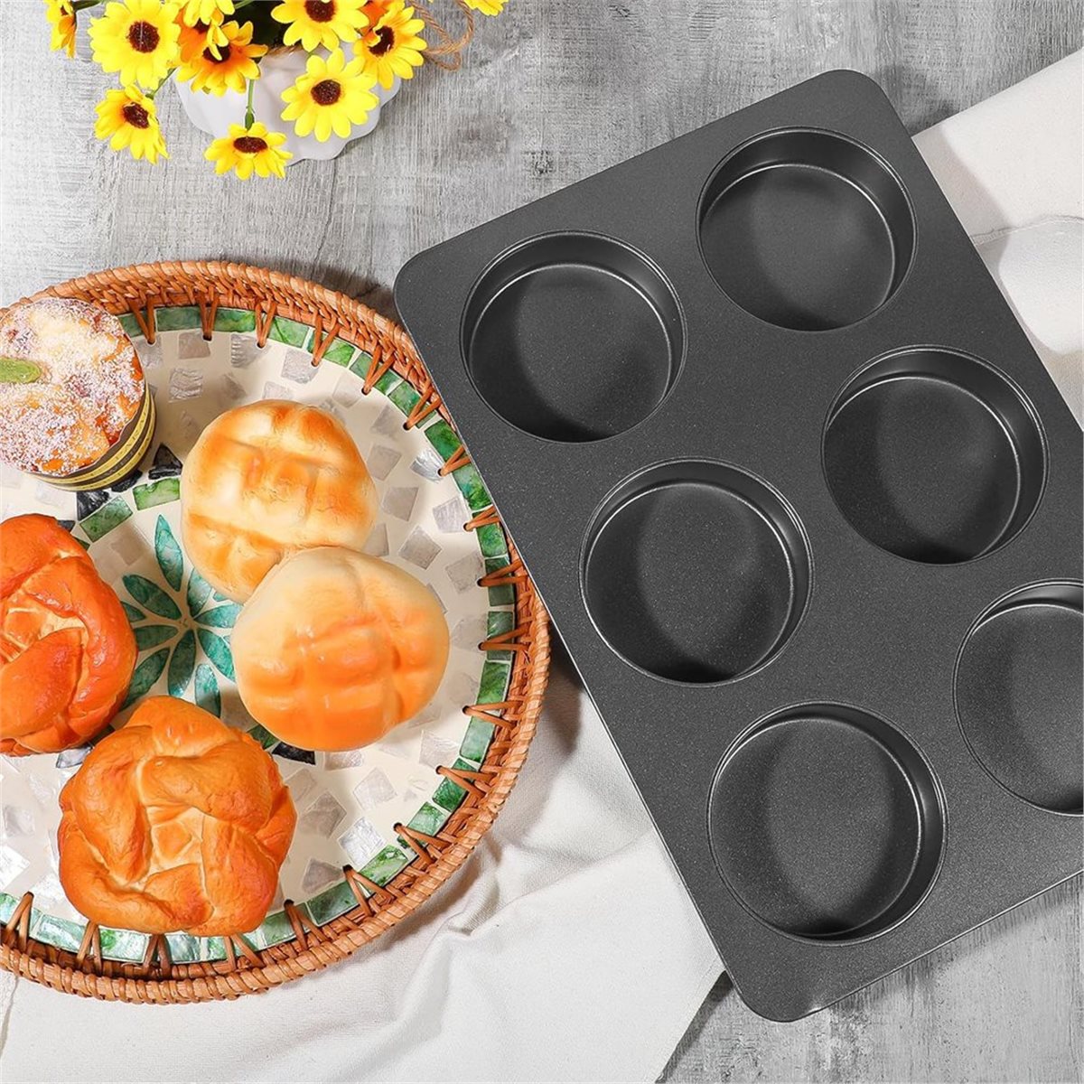 A67T NEW 6 Cup Straight Side J - огляд і ціна Muffin Tin Nonstick