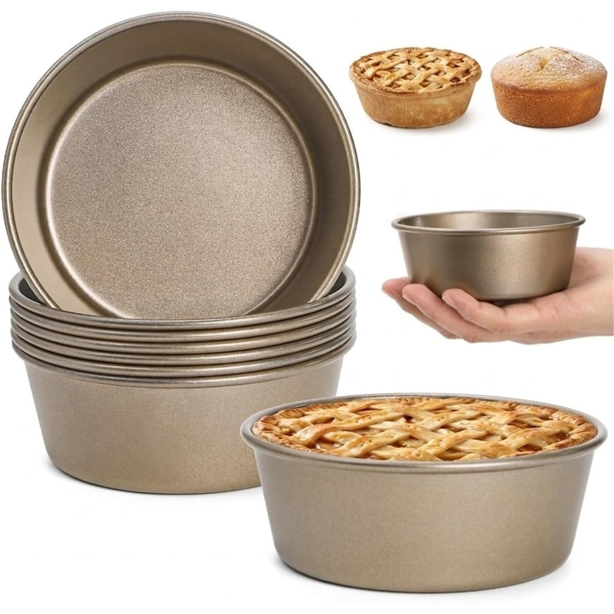 8 Pack Mini Pie Pans, 4 Inch R - огляд і ціна Muffin Tin Nonstick