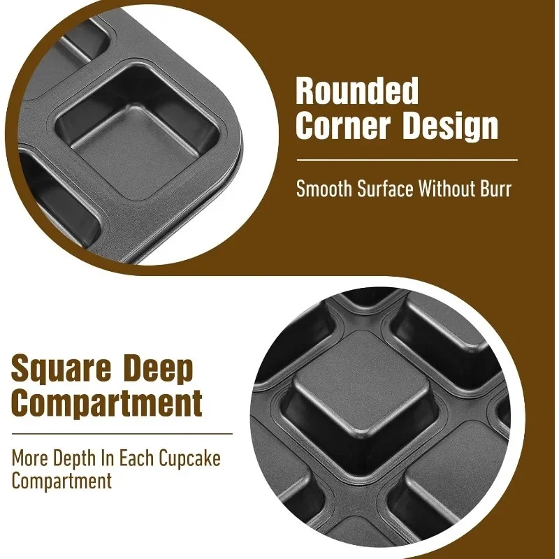 12 Cavity Baking Tray Square M - огляд і ціна Muffin Tin Nonstick