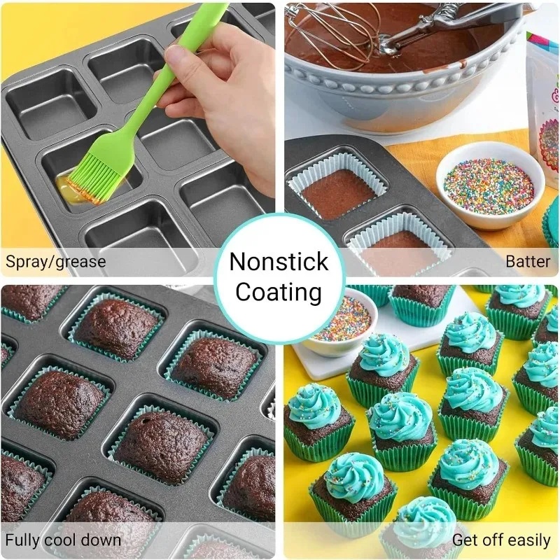 12 Cavity Baking Tray Square M - огляд і ціна Muffin Tin Nonstick