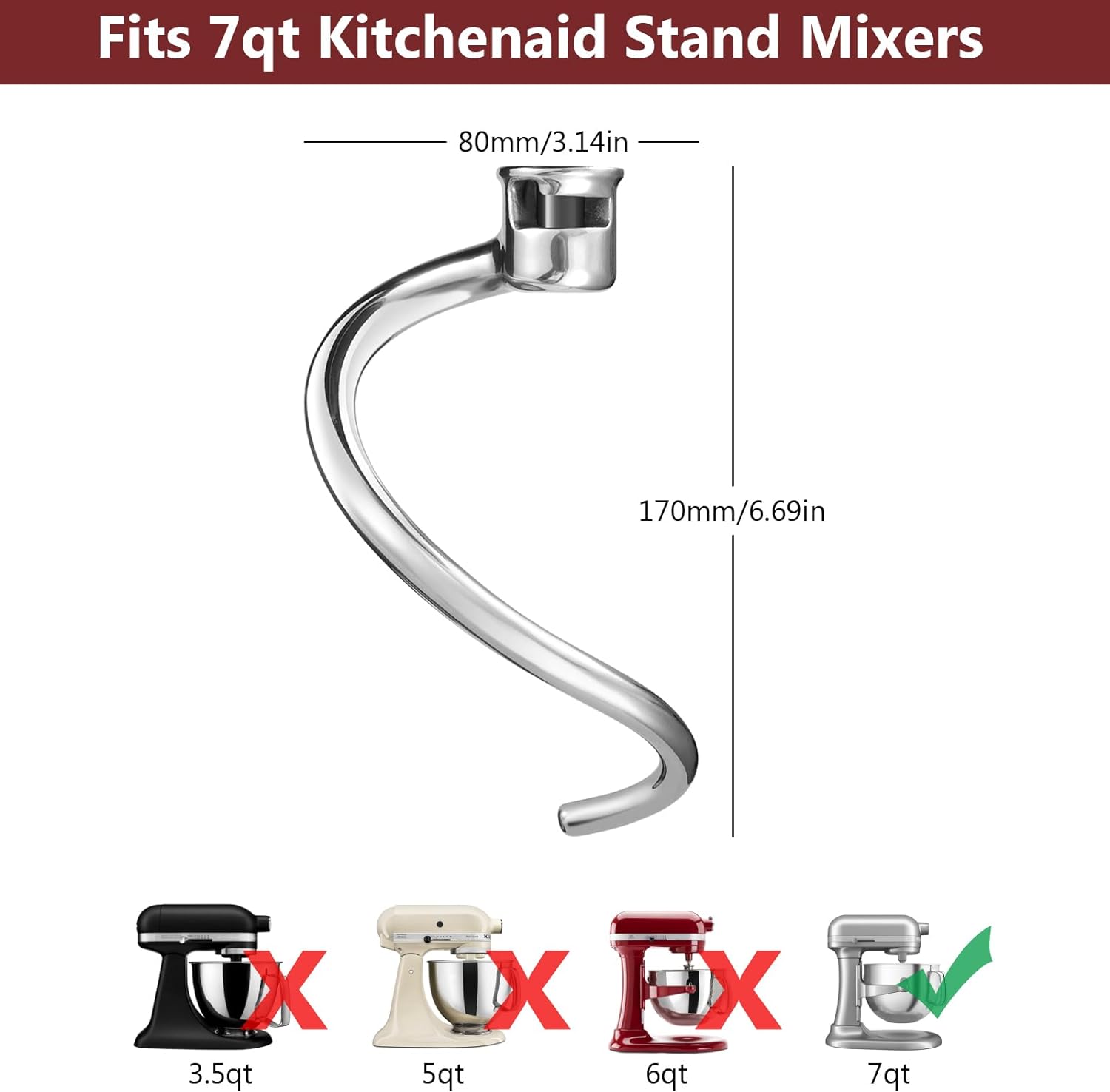 Stainless Steel Dough Hook Att - огляд і ціна Kitchen Aid Baking Bread